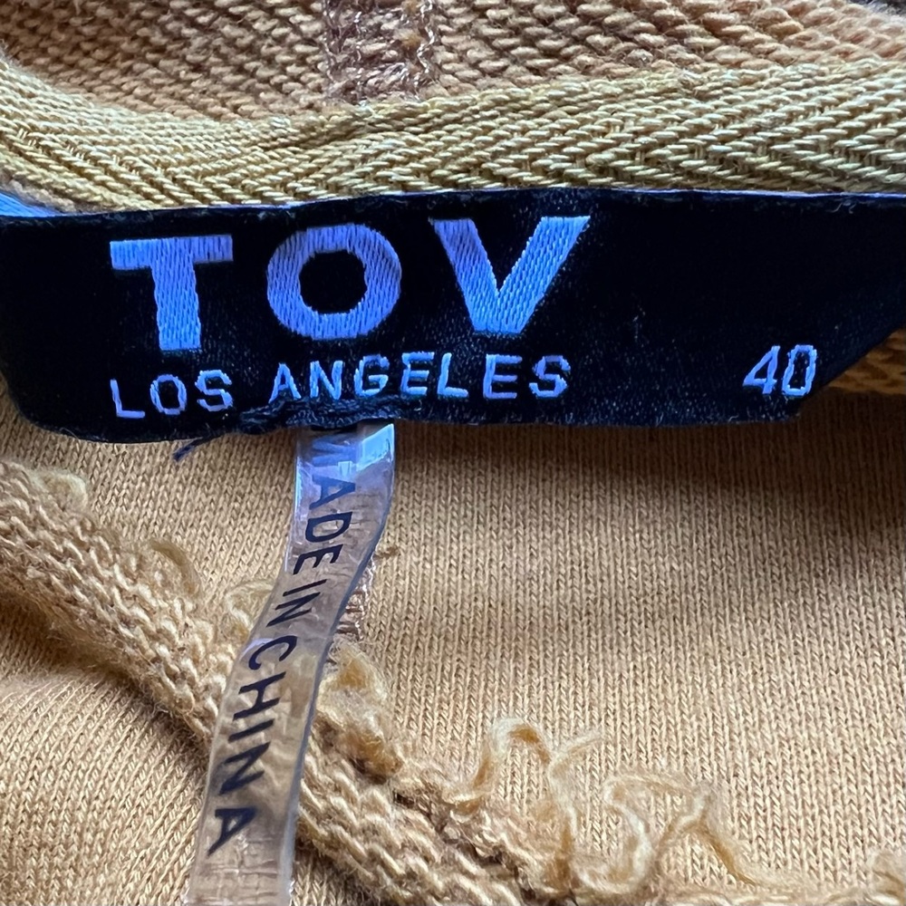 TOV Hoodie Dress Sz M Sweatshirt Short Sleeve Jersey Pockets Distressed Grunge - Picture 3 of 12